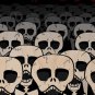 Dead Suits Skeleton March Mass of Skulls - Plywood Wood Print Poster Wall Art