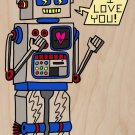 80's Love Robot Funny Feeling Vintage Robot - Plywood Wood Print Poster Wall Art