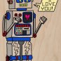 80's Love Robot Funny Feeling Vintage Robot - Plywood Wood Print Poster Wall Art