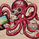 More Tentacles to Party Octovideo Octopus - Plywood Wood Print Poster Wall Art