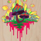 Drippy Mushrooms Funny Hippy Shroom Artwork - Plywood Wood Print Poster Wall Art