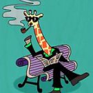 Mr. Giraffe Funny Wearing Suit on Bench - Plywood Wood Print Poster Wall Art
