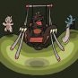 Dino Park Funny Dinosaur Swing Playground - Plywood Wood Print Poster Wall Art