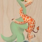 Dino Giraffe Luv Hug Dinosaur Cute Love - Plywood Wood Print Poster Wall Art