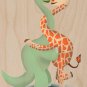 Dino Giraffe Luv Hug Dinosaur Cute Love - Plywood Wood Print Poster Wall Art