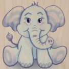 Cute Lil Elephant Funny Cute Animal Sitting - Plywood Wood Print Poster Wall Art