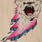 Bear Bolt Lightning Animal Cartoon Logo - Plywood Wood Print Poster Wall Art