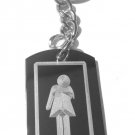 Zombie Girl Women Ladies Bathroom Engraved Logo - Metal Ring Key Chain Keychain