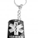 Medical Emergency Personalized Custom Engraving - Metal Ring Key Chain Keychain