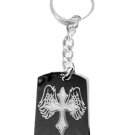 Angel Wings Holy Cross Christian Inspirational - Metal Ring Key Chain Keychain