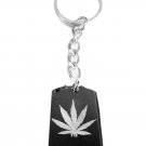 Novelty Weed Pot Ganja Marijuana Leaf Logo - Metal Ring Key Chain Keychain