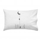 "Reach For The Moon" Astronauts Climbing Rope Into Space - Single Pillow Case