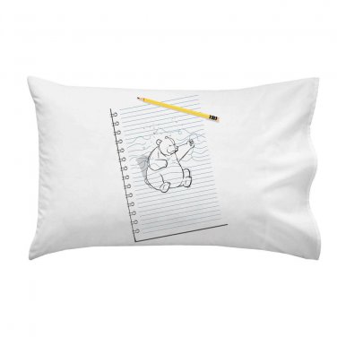 "Sketching Escape" Funny Bear Drawing Punching on Paper - Single Pillow Case