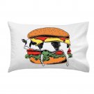 "Still Yum Yum" Funny Cow Stuck in Hambuger Bun Cartoon - Single Pillow Case