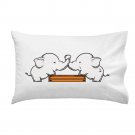 "Trunk Wrestling" Funny Cute Elephants Playing Arm Wrestle - Single Pillow Case