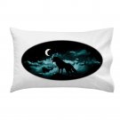 "Waning Crescent" Bright Night Moon w/ Howling Wolf Artwork - Single Pillow Case