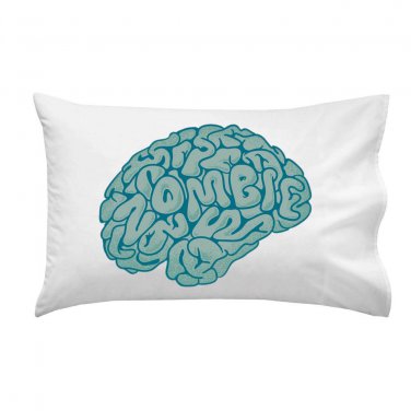 "Zombie Need Brain" Funny Brain Cartoon Hungry For Brains - Single Pillow Case