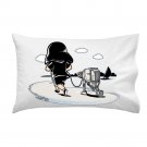 "Jogging" Space Movie Parody Villain Run on Beach Robot Dog - Single Pillow Case