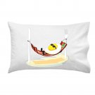 "Good Morning" Egg Sunny Side Up Relaxing in Bacon Hammock - Single Pillow Case