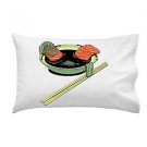 "Salmon Spa" Funny Cartoon Food Fish Filets Bathing in Soup - Single Pillow Case