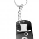 Top Hat Mustache Eye Glass Monocle Sophisticated - Metal Ring Key Chain Keychain