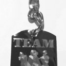 Team Michonne Sword Lady w/ Zombie Men on Leash - Metal Ring Key Chain Keychain