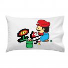 "Power Up" Classic Video Game Plumber w/ Flower Parody - Single Pillow Case