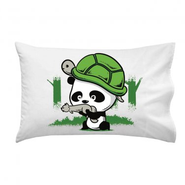 "The WAR Partners" Cute Panda w/ Turtle Helmet Squirrel Gun - Single Pillow Case