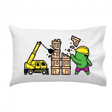 "Part-Time JOB Construction" Parody Super Hero Demolishing - Single Pillow Case