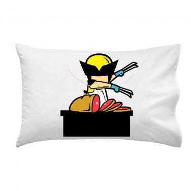 "Part-Time JOB Meat Shop" Funny Parody Super Hero Cutting - Single Pillow Case