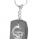 Soldier Skeleton Skull Helmet Biker Logo Symbols - Metal Ring Key Chain Keychain
