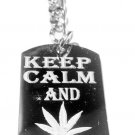 "Keep Calm & Smoke On" Marijana Weed Pot Leaf - Metal Ring Key Chain Keychain