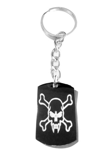 Skeleton Skull Vampire Cross Bones Logo Symbol - Metal Ring Key Chain Keychain