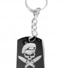 Military Armed Skull w/ Knife Cross Weapons - Metal Ring Key Chain Keychain
