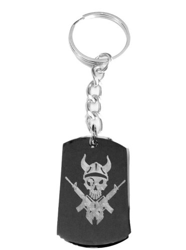 Military Armed Special Forces Cross Guns & Skull - Metal Ring Key Chain Keychain
