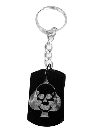 Skull Ace Cards Gambling Logo Symbols - Metal Ring Key Chain Keychain
