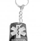 Medical Emergency Seafood Allergy Logo - Metal Ring Key Chain Keychain