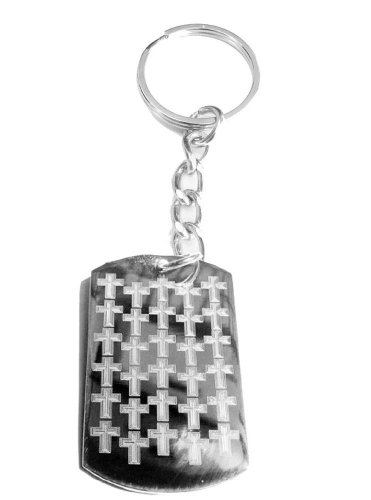 Cross Repeating Covered Christian Novelty - Metal Ring Key Chain Keychain