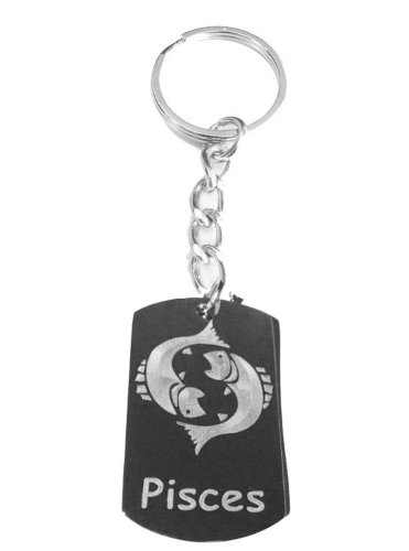Zodiac Sign Pisces Two Fish Symbol - Metal Ring Key Chain Keychain