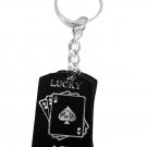 Gambling Poker Cards Lucky Ace Symbols - Metal Ring Key Chain Keychain