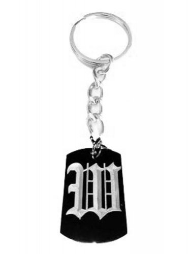 Letter W Old English Font Initial First Name - Metal Ring Key Chain Keychain