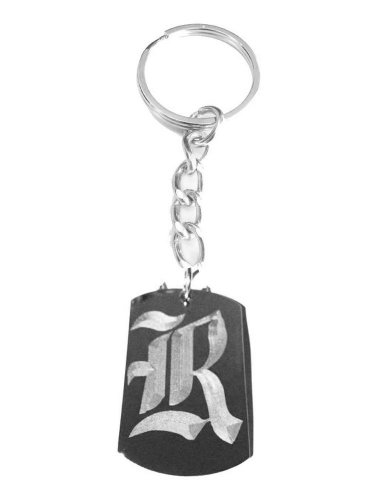 Letter R Old English Font Initial First Name - Metal Ring Key Chain Keychain