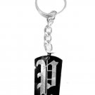 Letter P Old English Font Initial First Name - Metal Ring Key Chain Keychain