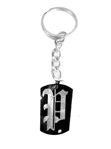 Letter P Old English Font Initial First Name - Metal Ring Key Chain Keychain