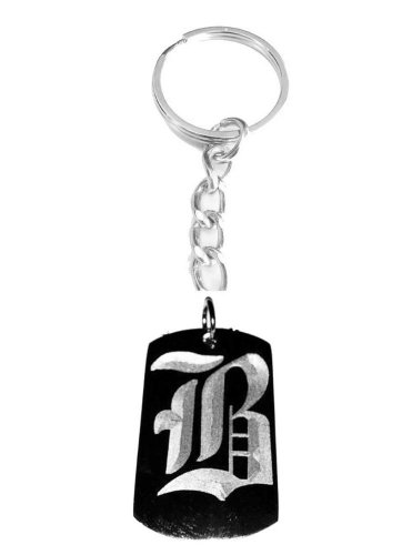 Letter B Old English Font Initial First Name - Metal Ring Key Chain Keychain