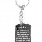 John 3:16 Bible Verse "GOD so Loved the World" - Metal Ring Key Chain Keychain