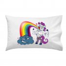 "Unicorn Rainbow Puke" w/ Smiling Cloud Funny Cartoon - Single Pillow Case