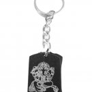 Hindu Lord Ganesh Statue Idol Meditation Symbol - Metal Ring Key Chain Keychain