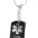 Medical Emergency Food Allergies Symbol - Metal Ring Key Chain Keychain