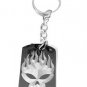 Flaming Dead Head Skull Skeleton Face - Metal Ring Key Chain Keychain